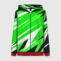 Женская толстовка на молнии Geometry stripes green