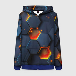 Толстовка на молнии женская Шестигранники с подсветкой, цвет: 3D-синий
