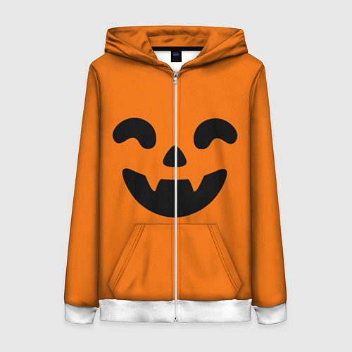 Женская толстовка на молнии Весёлая тыква верх / 3D-Белый – фото 1