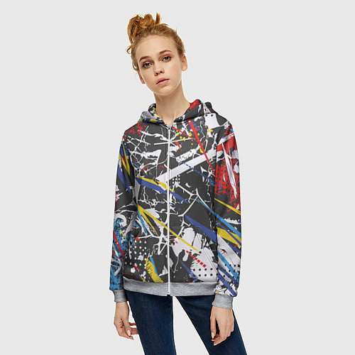 Женская толстовка на молнии Дизайнерская абстракция / 3D-Меланж – фото 3