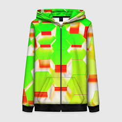 Толстовка на молнии женская Кислотные соты, цвет: 3D-черный