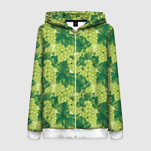 Женская толстовка на молнии Виноградный цветной паттерн / 3D-Белый – фото 1