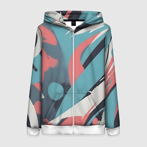 Женская толстовка на молнии Граффити в пастельных тонах абстракция / 3D-Белый – фото 1