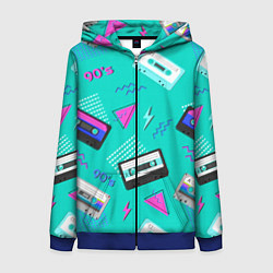 Женская толстовка на молнии Бирюзовая кассета из 90-х