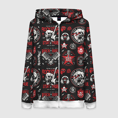 Женская толстовка на молнии High voltage rock and roll forever / 3D-Белый – фото 1