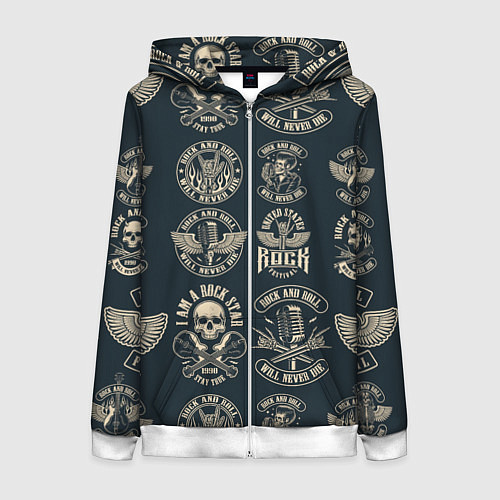 Женская толстовка на молнии Я рок звезда / 3D-Белый – фото 1