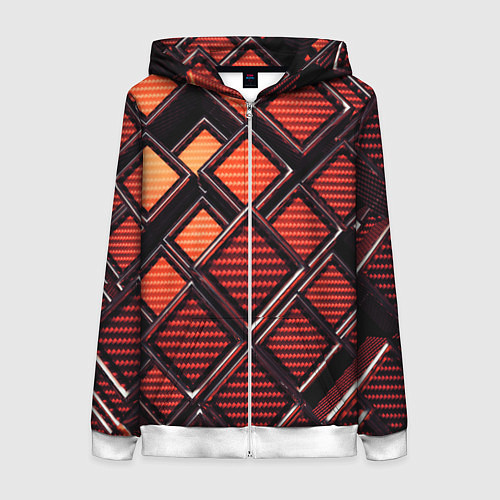 Женская толстовка на молнии Геометрия карбон / 3D-Белый – фото 1