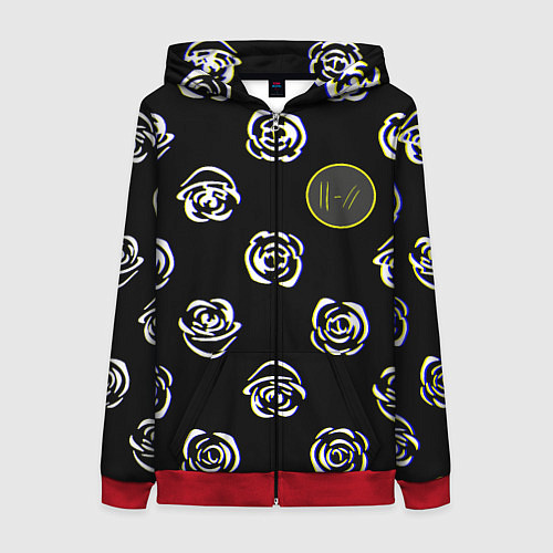 Женская толстовка на молнии Twenty one pilots rose / 3D-Красный – фото 1