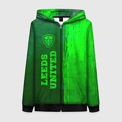 Женская толстовка на молнии Leeds United - green gradient по-вертикали