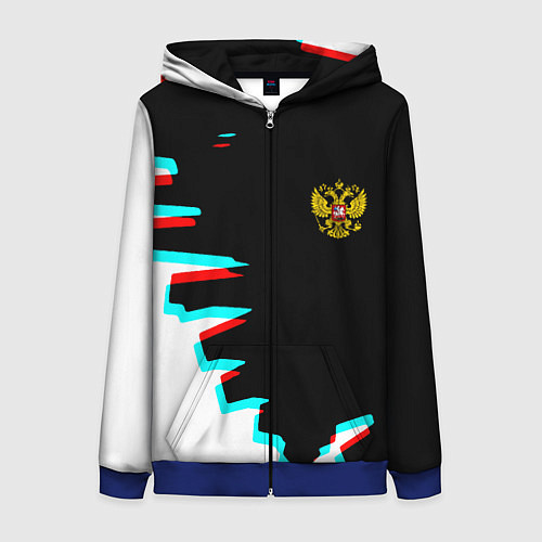 Женская толстовка на молнии Герб текстура глитч / 3D-Синий – фото 1