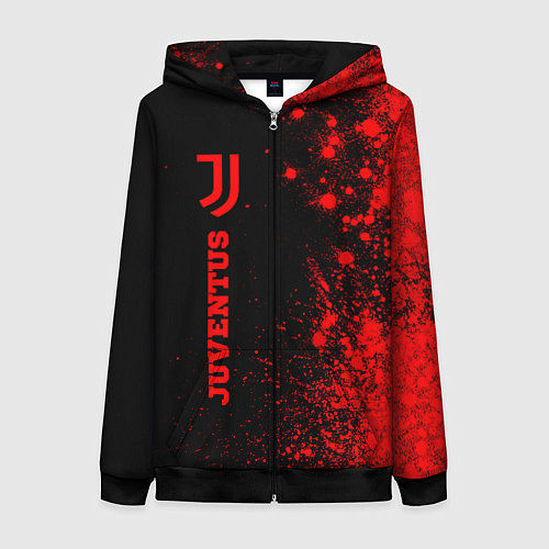 Женская толстовка на молнии Juventus - red gradient по-вертикали / 3D-Черный – фото 1