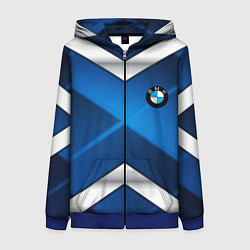 Толстовка на молнии женская BMW metalic blue abstract, цвет: 3D-синий