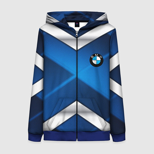 Женская толстовка на молнии BMW metalic blue abstract / 3D-Синий – фото 1