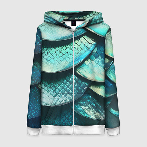 Женская толстовка на молнии Чешуя крупной рыбы / 3D-Белый – фото 1