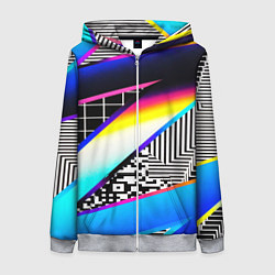 Женская толстовка на молнии Neon stripes geometry