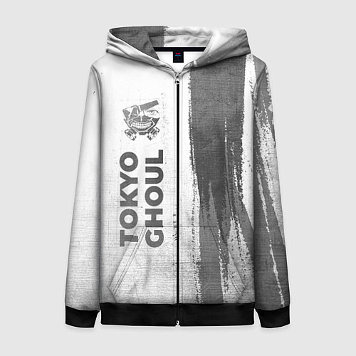 Женская толстовка на молнии Tokyo Ghoul - white gradient по-вертикали / 3D-Черный – фото 1