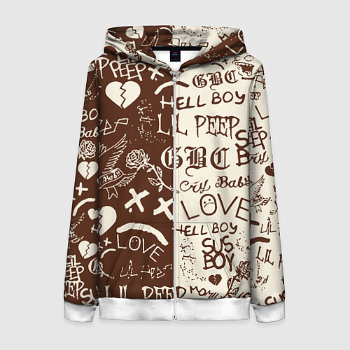 Женская толстовка на молнии Lil peep retro pattern / 3D-Белый – фото 1