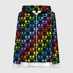 Толстовка на молнии женская Marshmello pattern neon, цвет: 3D-белый