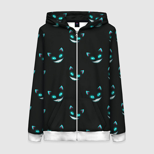 Женская толстовка на молнии Кошачий монстр паттерн / 3D-Белый – фото 1