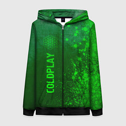 Женская толстовка на молнии Coldplay - green gradient по-вертикали