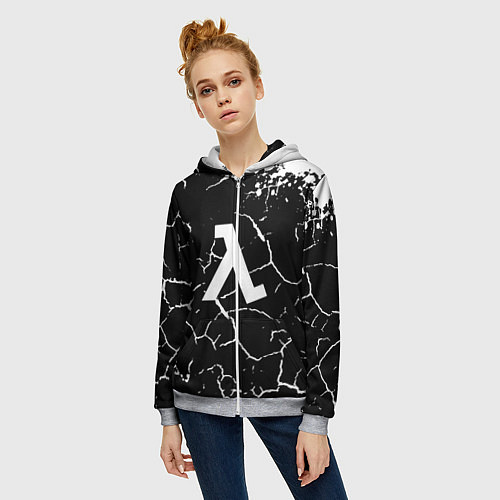 Женская толстовка на молнии Half life pattern краски / 3D-Меланж – фото 3