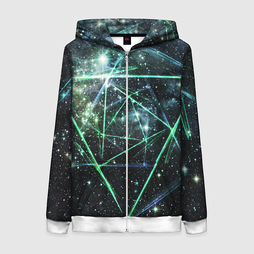 Женская толстовка на молнии Космические линии звезды / 3D-Белый – фото 1