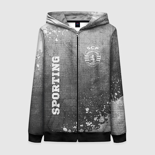 Женская толстовка на молнии Sporting - grey gradient вертикально / 3D-Черный – фото 1