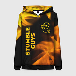 Толстовка на молнии женская Stumble Guys - gold gradient вертикально, цвет: 3D-черный