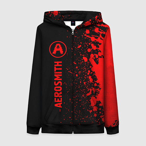 Женская толстовка на молнии Aerosmith - red gradient по-вертикали / 3D-Черный – фото 1