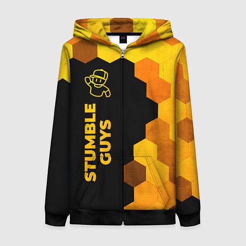 Женская толстовка на молнии Stumble Guys - gold gradient по-вертикали / 3D-Черный – фото 1