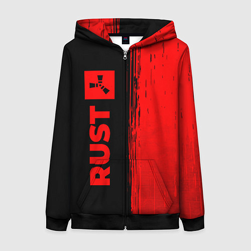 Женская толстовка на молнии Rust - red gradient по-вертикали / 3D-Черный – фото 1