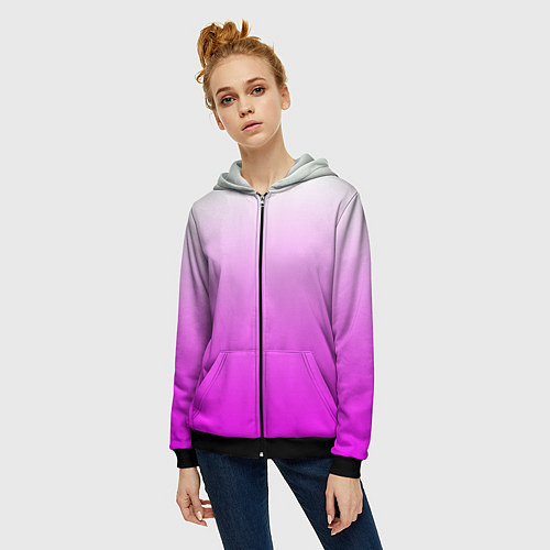 Женская толстовка на молнии Gradient color pink / 3D-Черный – фото 3
