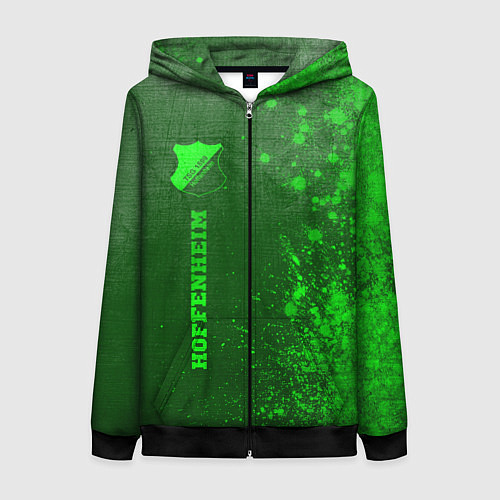 Женская толстовка на молнии Hoffenheim - green gradient по-вертикали / 3D-Черный – фото 1