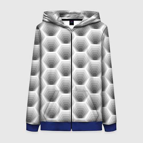 Женская толстовка на молнии Неоновые соты / 3D-Синий – фото 1