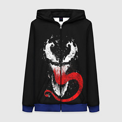Толстовка на молнии женская Лицо Венома, цвет: 3D-синий