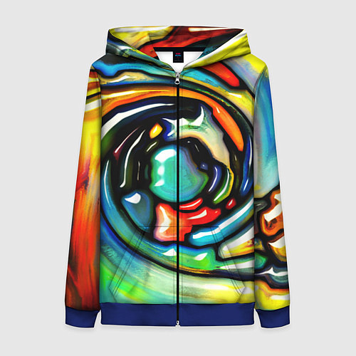 Женская толстовка на молнии Акварельные краски мозаика / 3D-Синий – фото 1