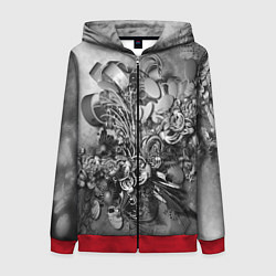 Толстовка на молнии женская Абстракция оптический узор, цвет: 3D-красный