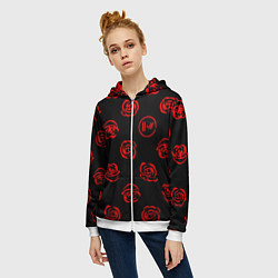 Толстовка на молнии женская Twenty one pilots rose pattern, цвет: 3D-белый — фото 2