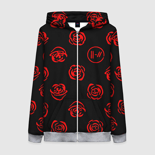 Женская толстовка на молнии Twenty one pilots rose pattern / 3D-Меланж – фото 1