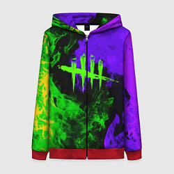 Женская толстовка на молнии Dead by daylight neon flame
