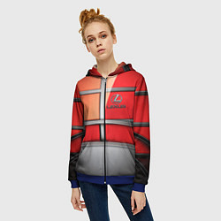 Толстовка на молнии женская Lexus carbon car, цвет: 3D-синий — фото 2