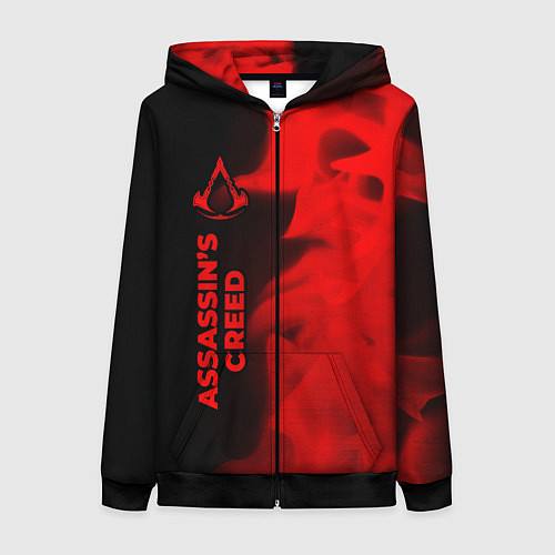 Женская толстовка на молнии Assassins Creed - red gradient по-вертикали / 3D-Черный – фото 1