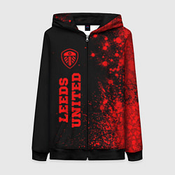 Толстовка на молнии женская Leeds United - red gradient по-вертикали, цвет: 3D-черный