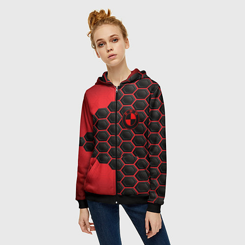 Женская толстовка на молнии BMW abstract auto / 3D-Черный – фото 3