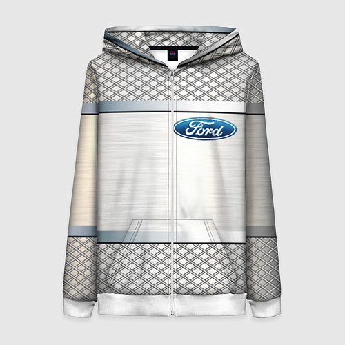 Женская толстовка на молнии FORD metal steel auto / 3D-Белый – фото 1