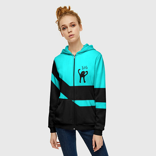 Женская толстовка на молнии Ъуъ съука геометрия / 3D-Черный – фото 3