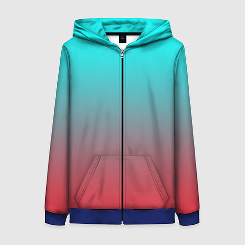 Женская толстовка на молнии Абстрактно неоновый градиент / 3D-Синий – фото 1