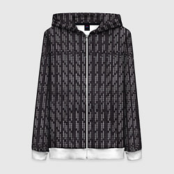 Толстовка на молнии женская Белые точки на чёрном фоне, цвет: 3D-белый