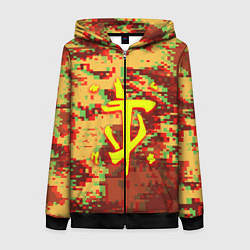 Толстовка на молнии женская Doom камуфляж глитч, цвет: 3D-черный