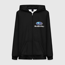 Толстовка на молнии женская Subaru logo auto, цвет: 3D-черный